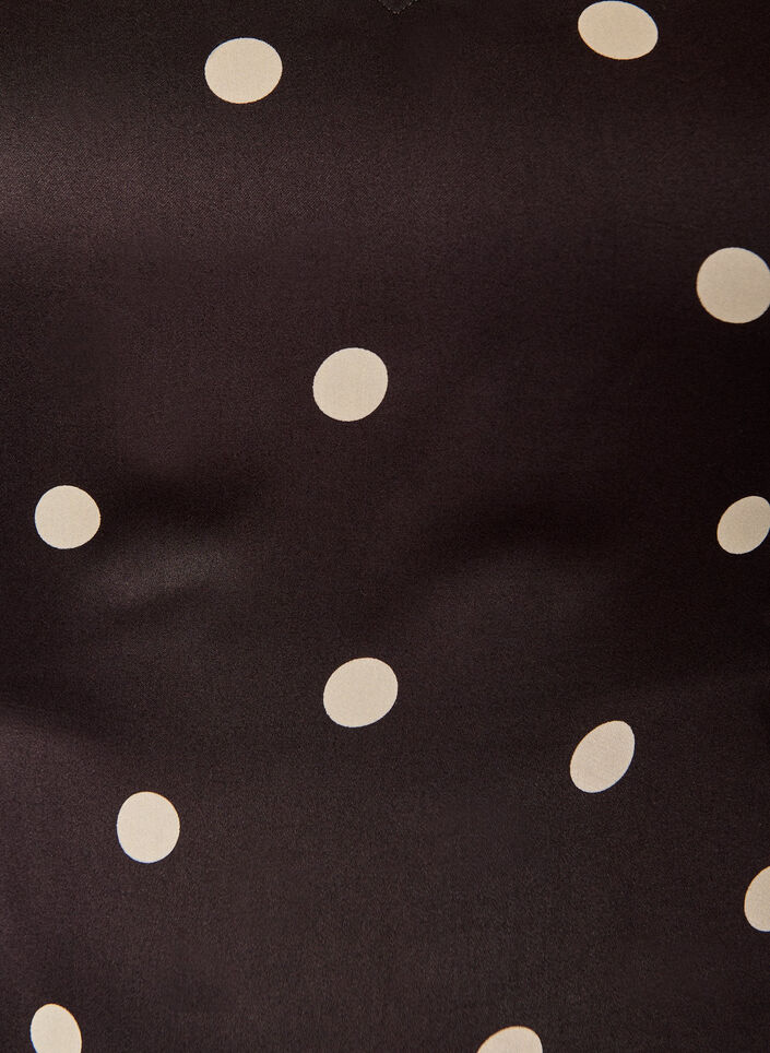 Gepunktete Bluse aus Viskose mit V-Ausschnitt und Bindeband, Braun, Packshot image number 2