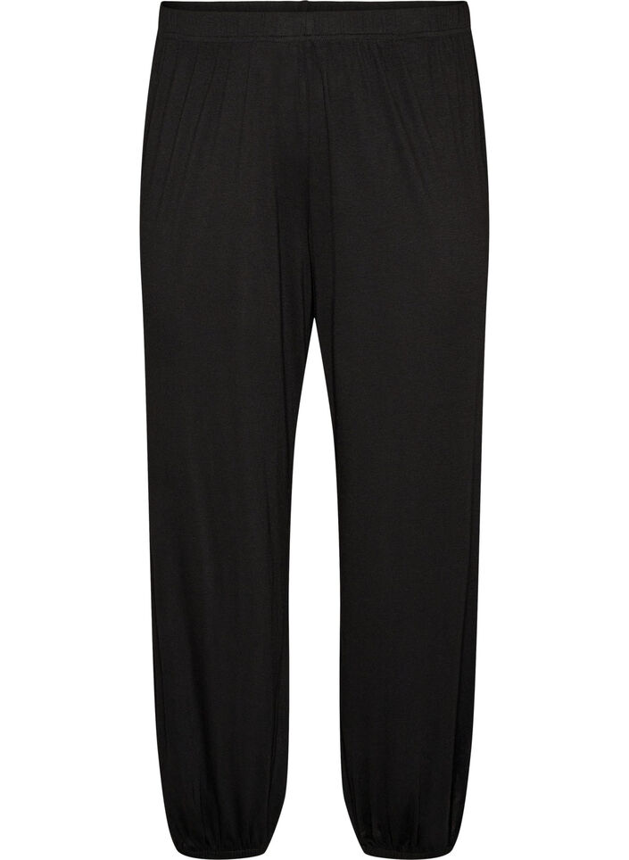 Lockere Pyjamahose aus Viskose mit elastischem Bund, Schwarz, Packshot image number 0