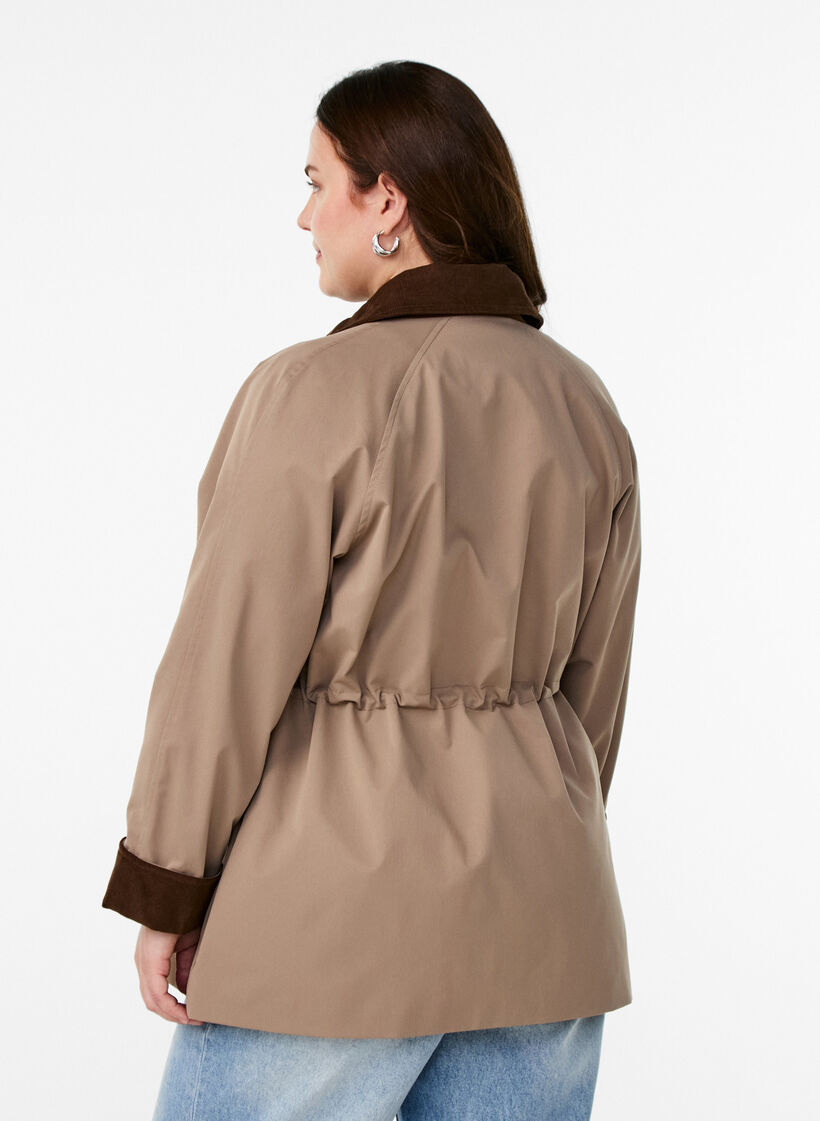 Frühlingsjacke mit kontrastierenden Corddetails, Desert Taupe, Model image number 1