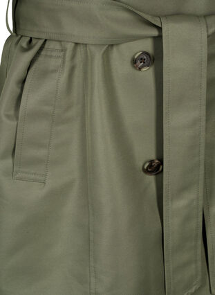 Kurzer Trenchcoat mit Gürtel, Dusty Olive, Packshot image number 3