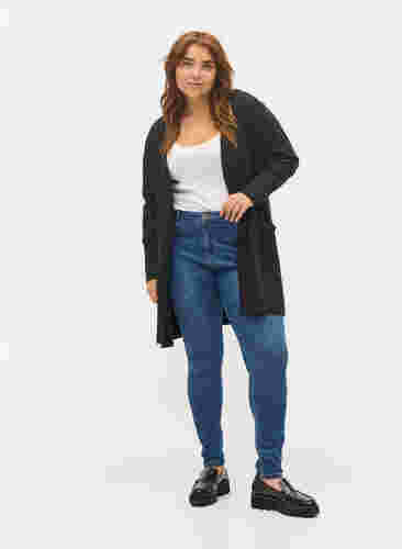 Melierter Strickcardigan mit Taschen, Dark Grey Melange, Model image number 2