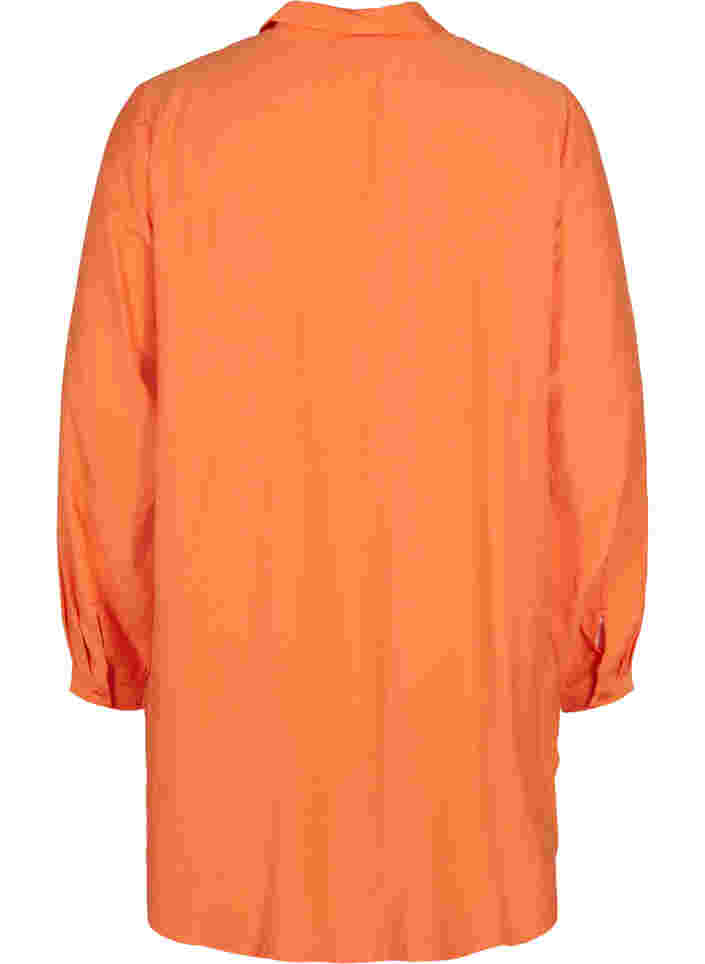 Lange Hemdbluse aus Viskose, Celosia Orange, Packshot image number 1