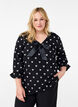 Bluse mit Schleifen und 3/4-Ärmeln, Black White Bow, Model image number 0