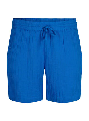 Kurze Hosen mit Taschen aus Baumwoll-Musselin, Victoria blue, Packshot image number 0