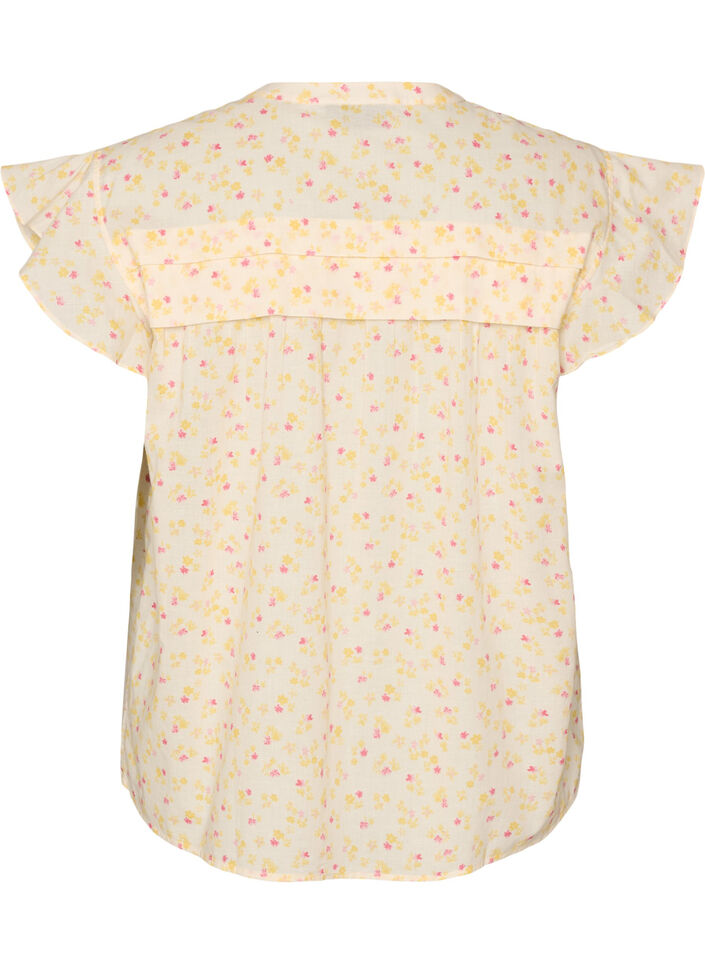&Auml;rmellose Hemdbluse in A-Linie aus Baumwolle, Gelb, Packshot image number 1