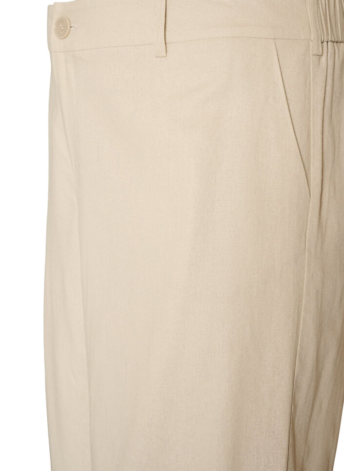 Hoch taillierte Bermudashorts aus Leinen und Viskose, Beige, Packshot image number 2