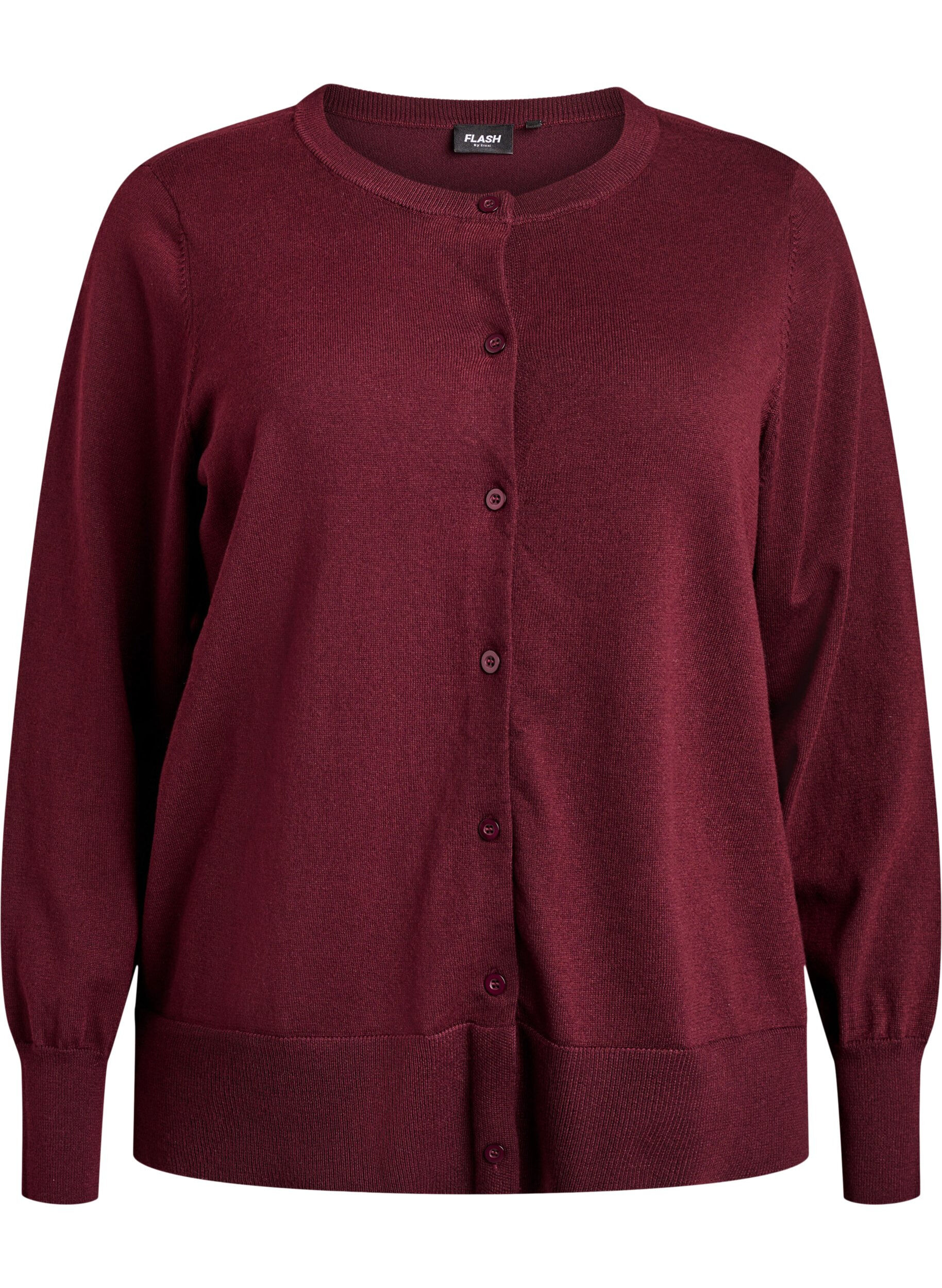 FLASH - Feinstrick-Strickjacke mit Rundhalsausschnitt