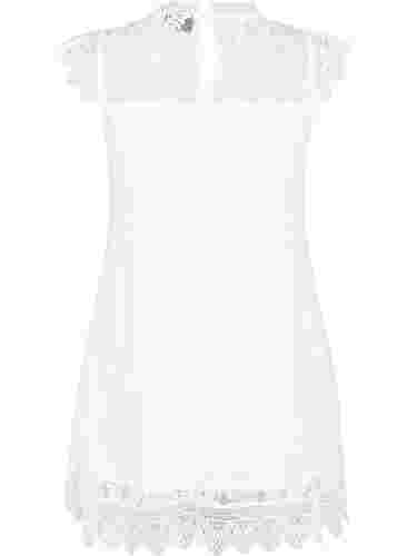 Ärmelloses Spitzenkleid, Bright White, Packshot image number 1