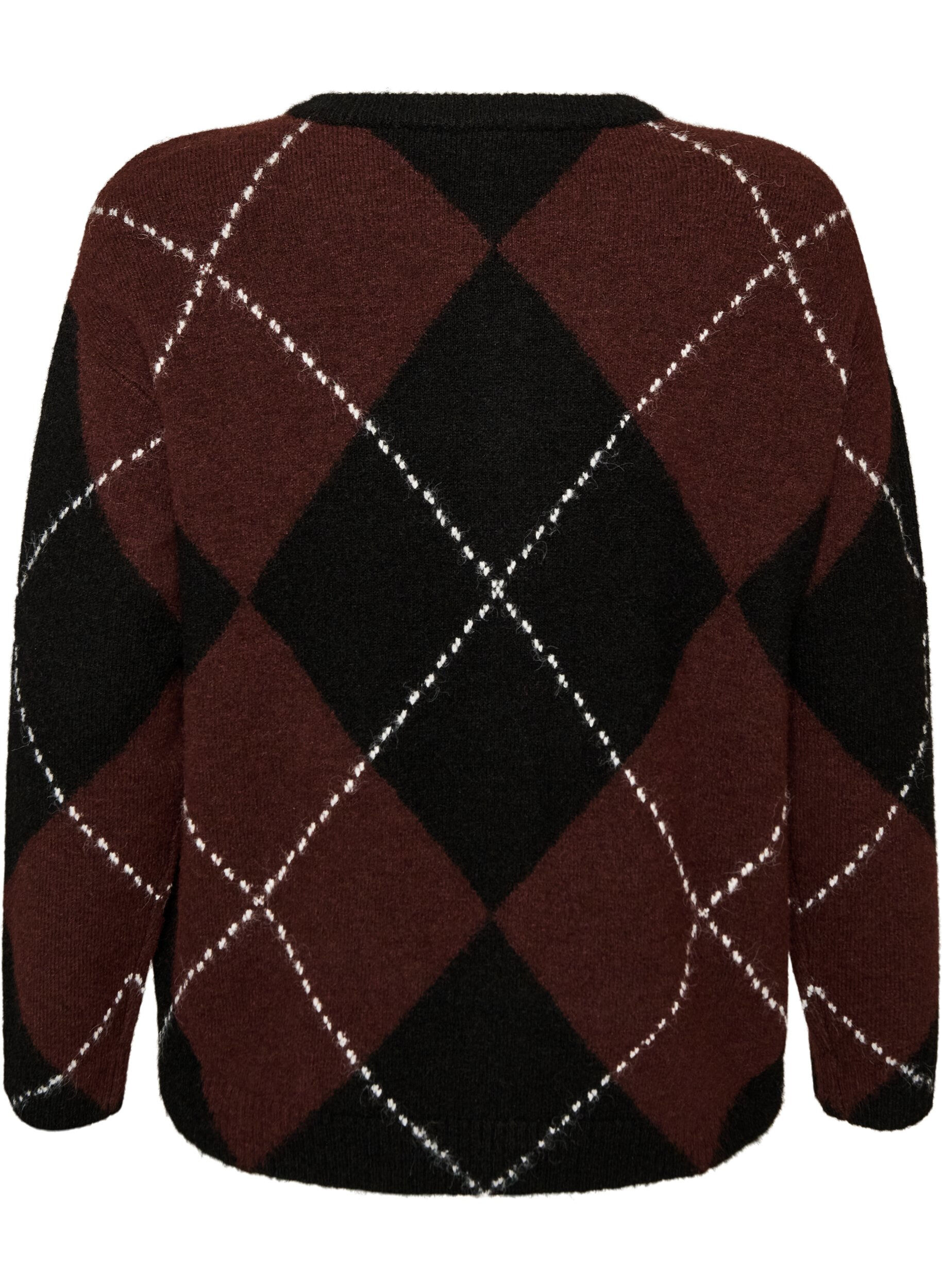 ZizziStrickjacke mit Argyle-Muster, Schwarz, Packshot image number 1