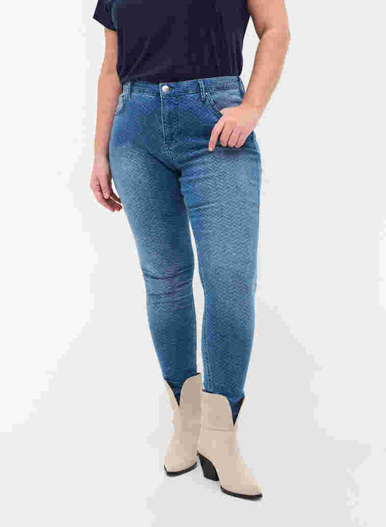 Bedruckte Amy Jeans mit hoher Taille, Ethnic Pri, Model image number 3