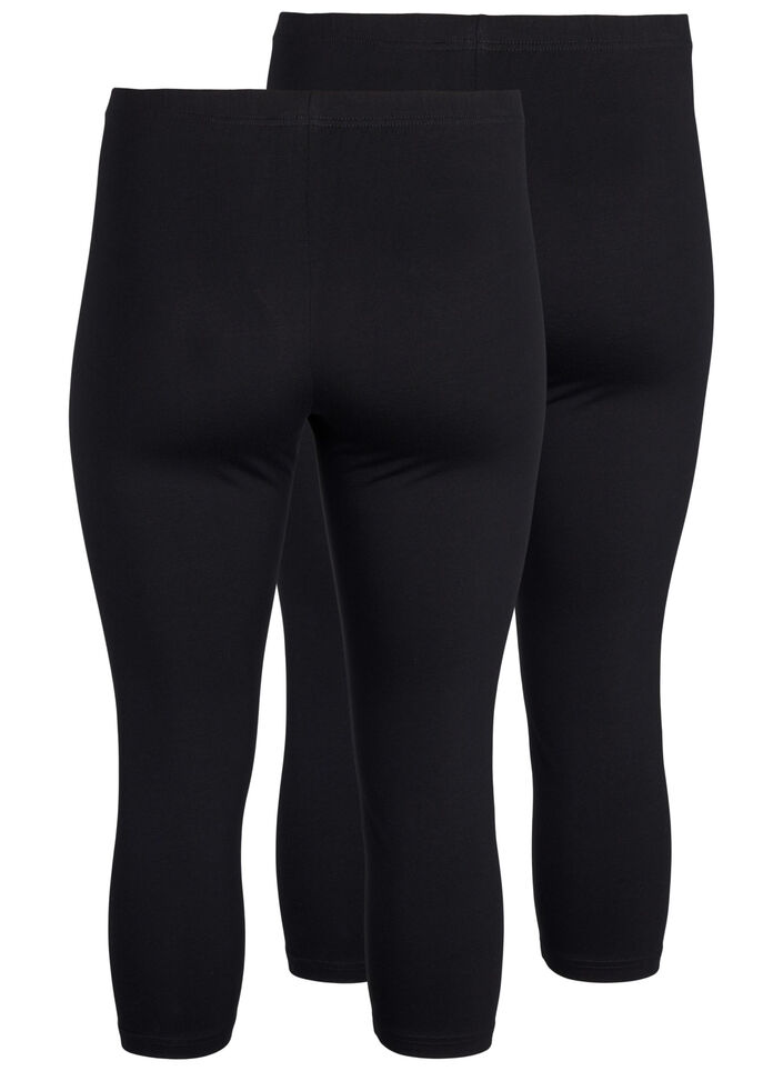 FLASH &ndash; 2-pack 3/4-Leggings aus Baumwolle, Schwarz, Packshot image number 1
