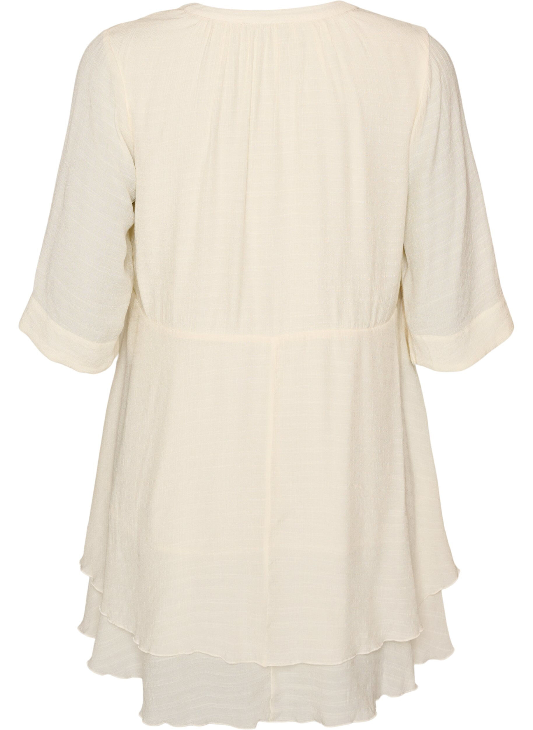 ZizziA-Linien-Kleid mit gestuften R&uuml;schen, Vanille, Packshot image number 1