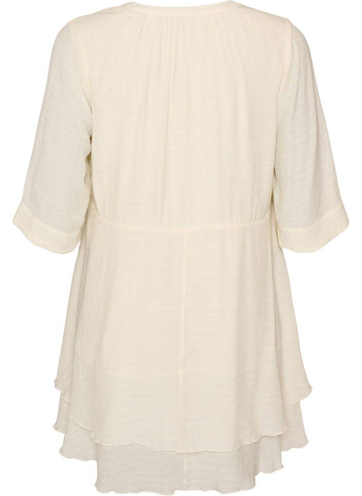 A-Linien-Kleid mit gestuften R&uuml;schen, Vanille, Packshot image number 1