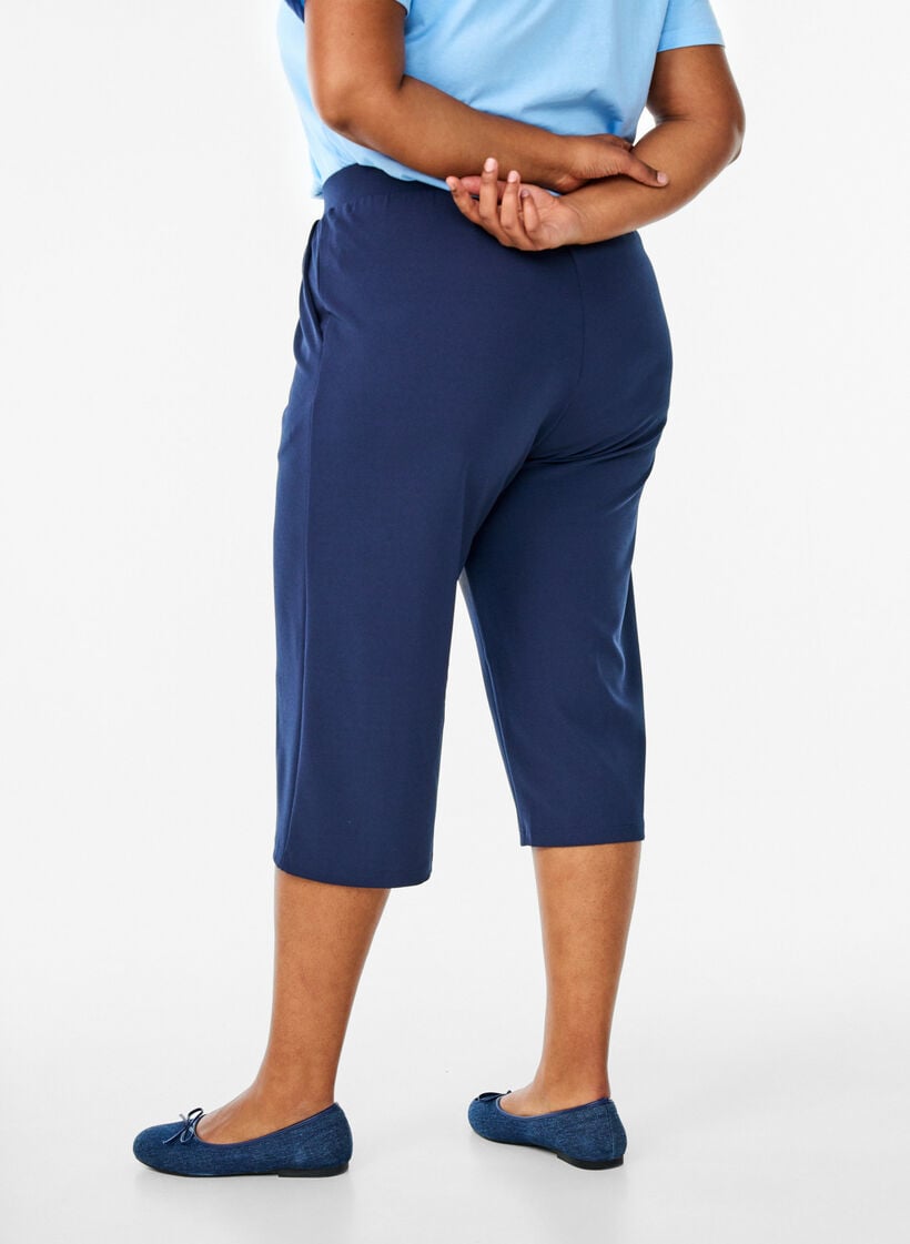 Hochtaillierte Knickerbocker mit lockerem Schnitt, Blau, Model image number 1