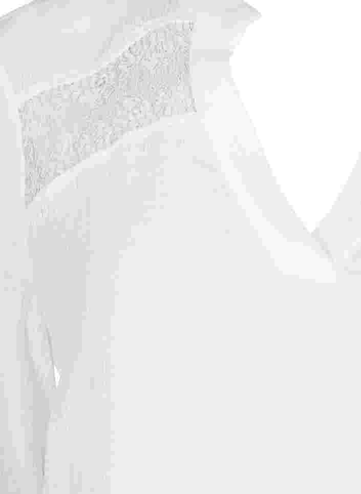 Viskosebluse mit 3/4 Ärmeln und Spitzendetails, Bright White, Packshot image number 2