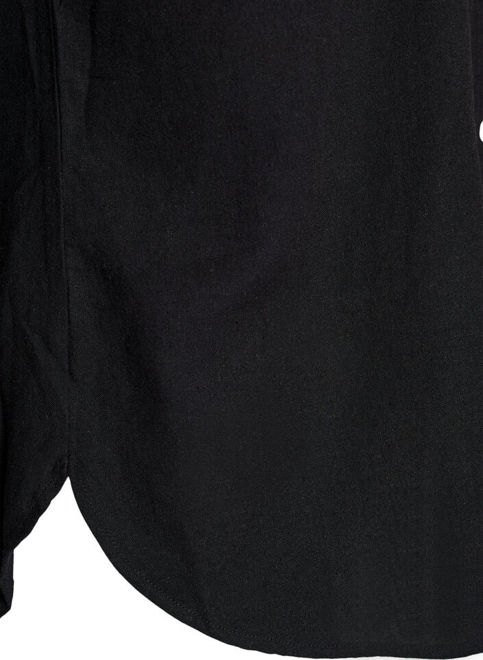 Bluse aus Leinen und Viskose mit 3/4-&Auml;rmeln, Schwarz, Packshot image number 3