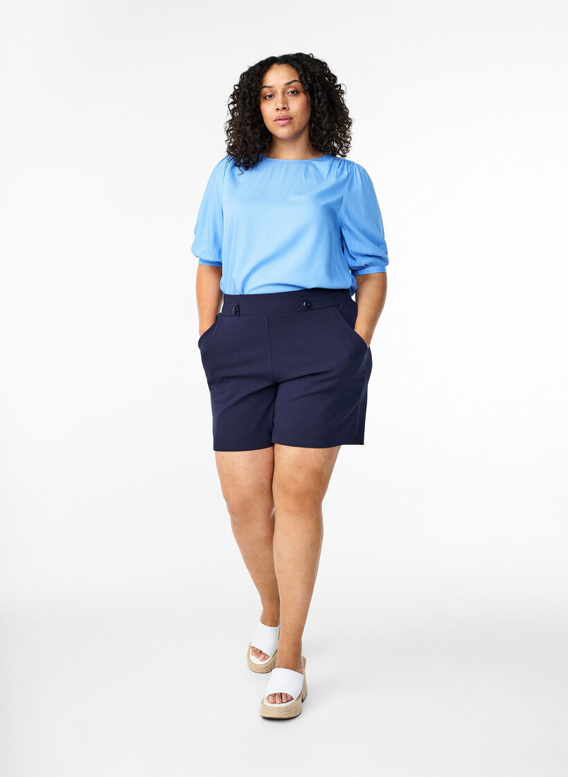  Viskosebluse mit 1/2 Ärmeln, Cornflower Blue, Model image number 2