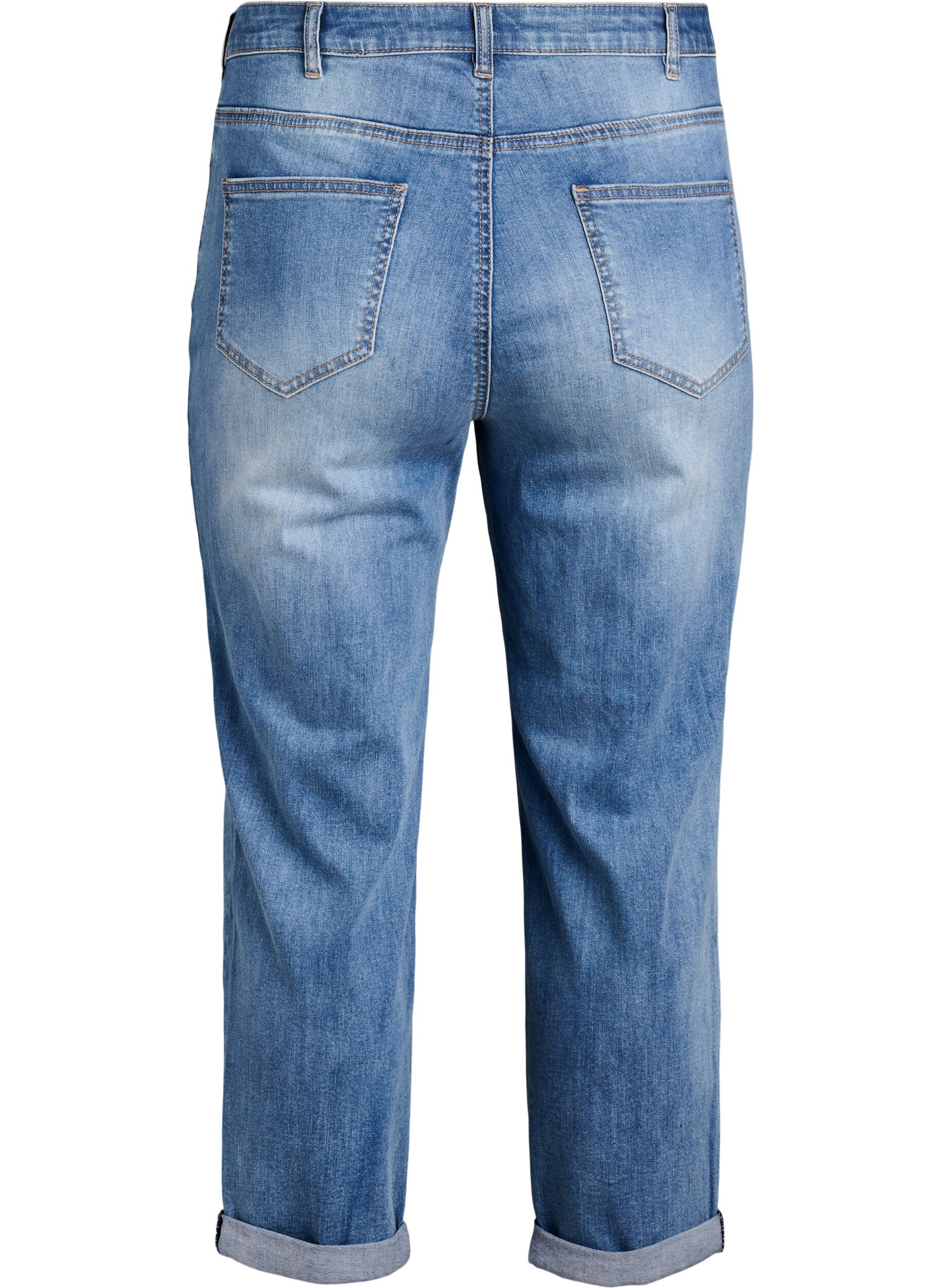 Zizzi 7/8-Jeans mit Umschlag und hoher Taille, Blau, Packshot image number 1