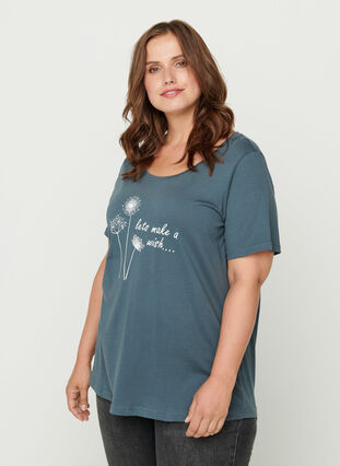 Kurzarm T-Shirt mit Print, Dark Slate w. Wish, Model image number 0