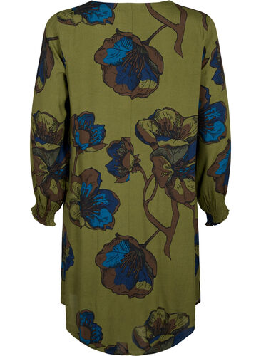 Kleid aus Viskose mit Print, Green Big Flower, Packshot image number 1