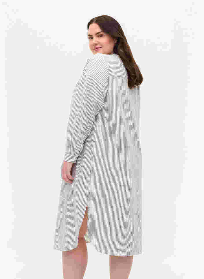 Gestreiftes Hemdkleid aus Baumwolle, White Stripe, Model image number 1