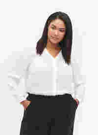Langärmeliges Hemd mit V-Ausschnitt, Bright White, Model