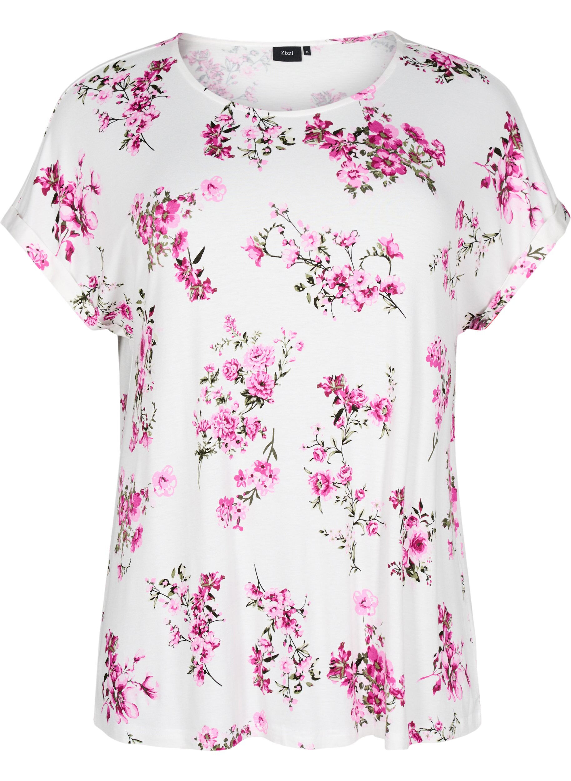 Zizzi T-Shirt mit floralem Print, Pink, Packshot image number 0