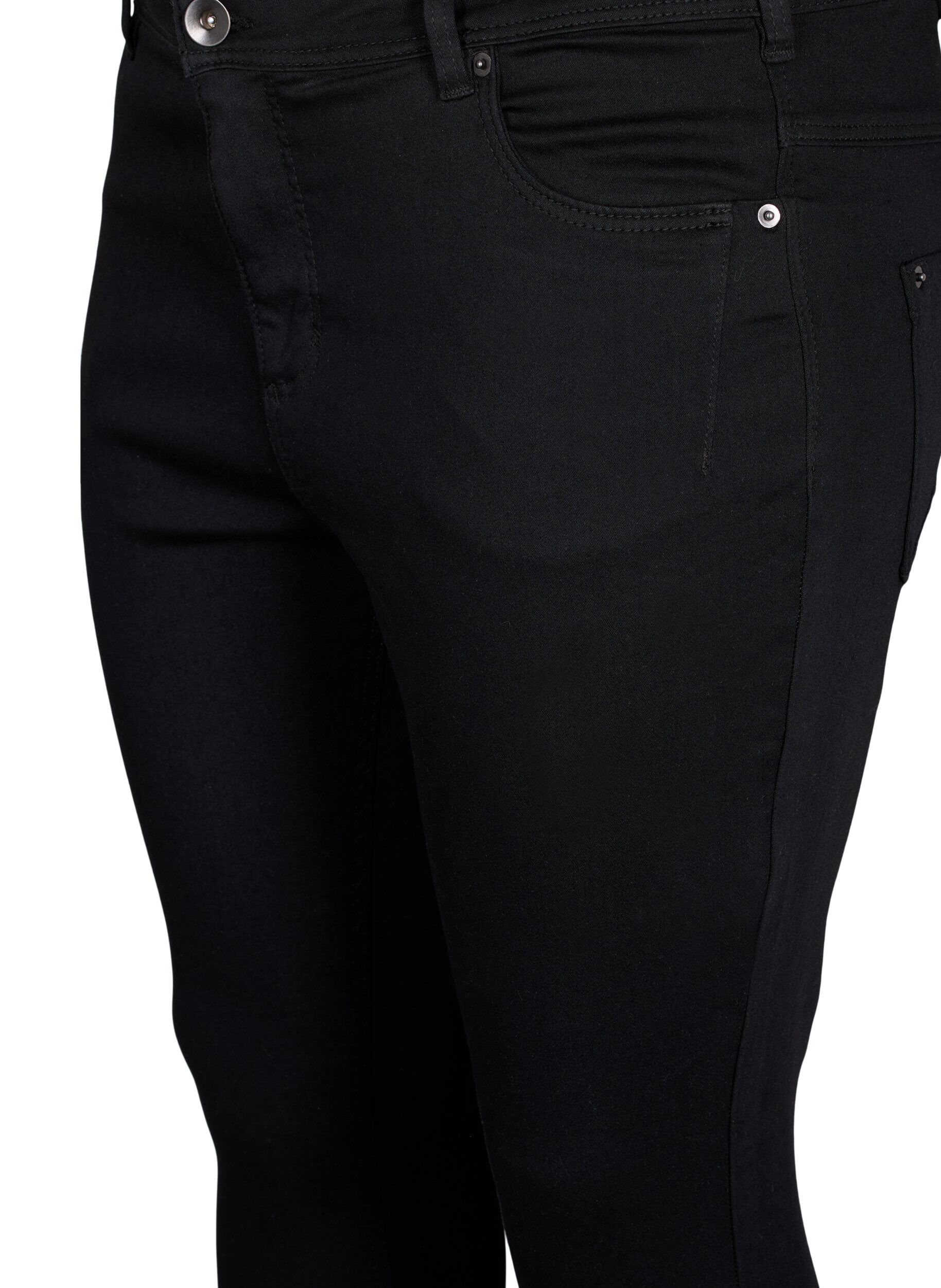 ZizziCropped Amy Jeans mit Rei&szlig;verschluss, Schwarz, Packshot image number 2