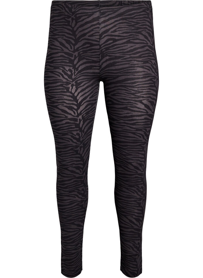 Viskose Leggings mit Druck, Schwarz, Packshot image number 0
