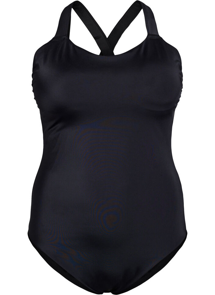 Badeanzug mit gekreuzten Trägern, Schwarz, Packshot image number 0