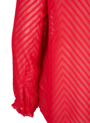  Hemdbluse mit Rüschen und gemusterter Struktur, Tango Red, Packshot image number 3