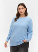Langarm Strickbluse aus Bio-Baumwolle, Chambray Blue, Model image number 0