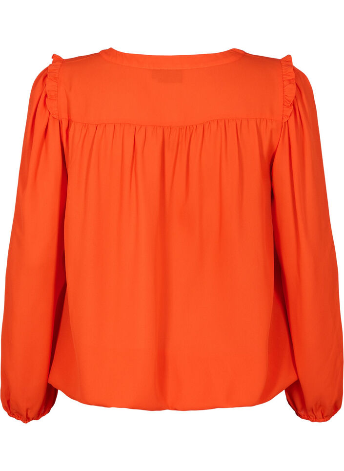 Langärmlige Bluse mit Rüschendetails, Orange.com, Packshot image number 1