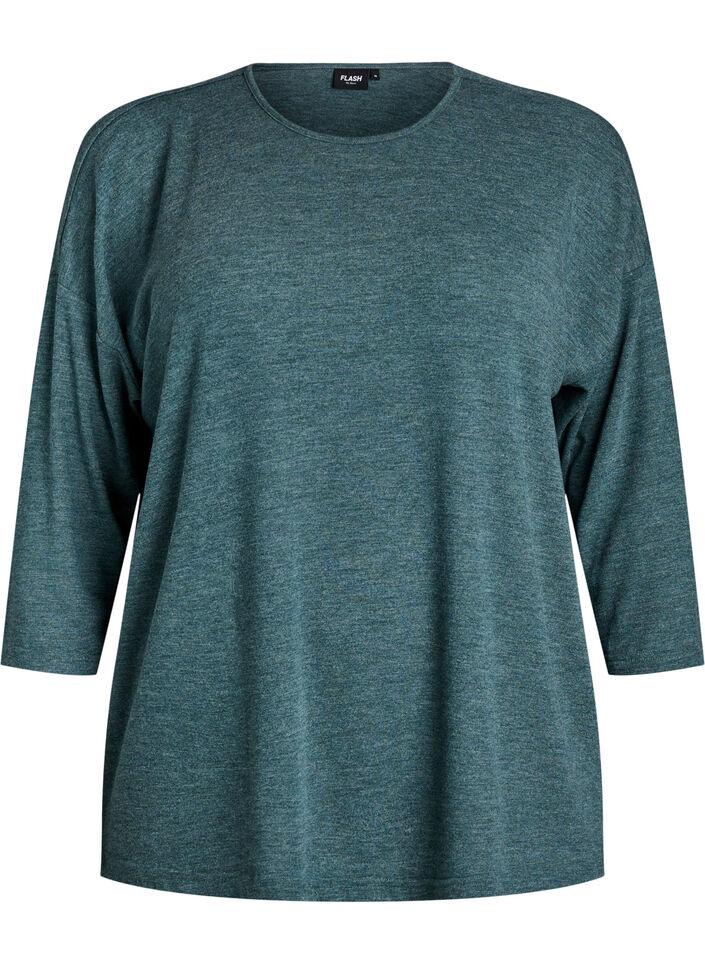 FLASH – Bluse aus Jersey mit 3/4-Ärmeln , Grün, Packshot image number 0