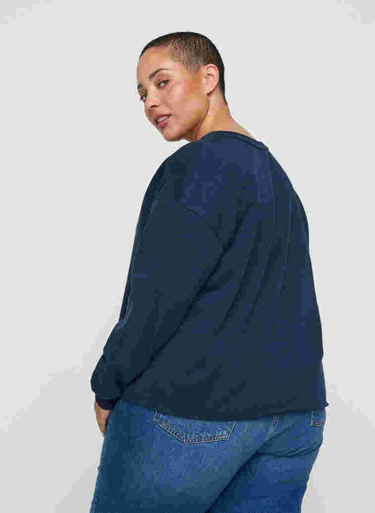Cropped Sweatshirt mit Rundhals, Navy Blazer, Model image number 1