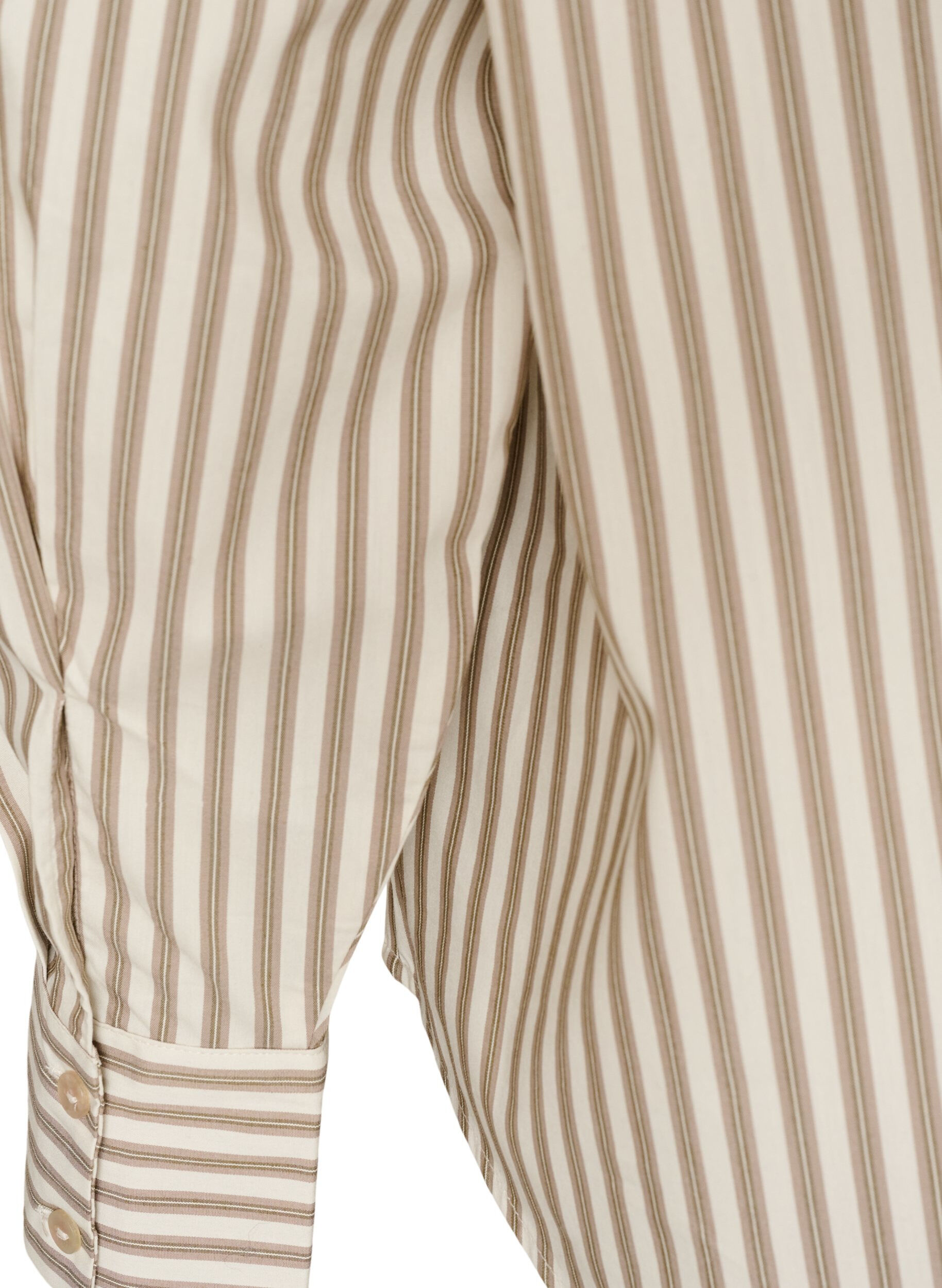 ZizziGestreiftes Hemd mit abnehmbarer Schluppe, Beige, Packshot image number 3