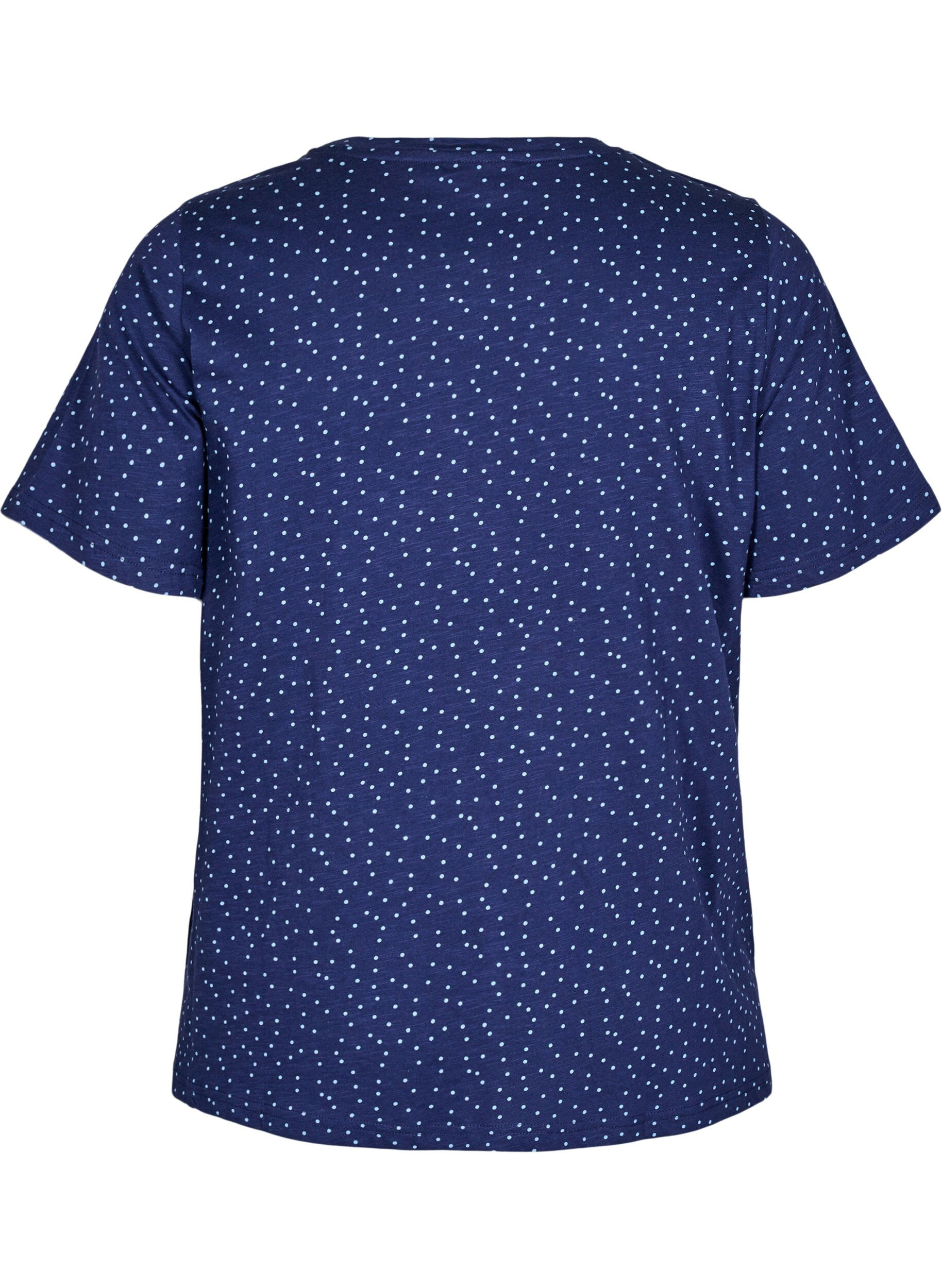 Zizzi T-Shirt aus Bio-Baumwolle mit Punkten, Blau, Packshot image number 1