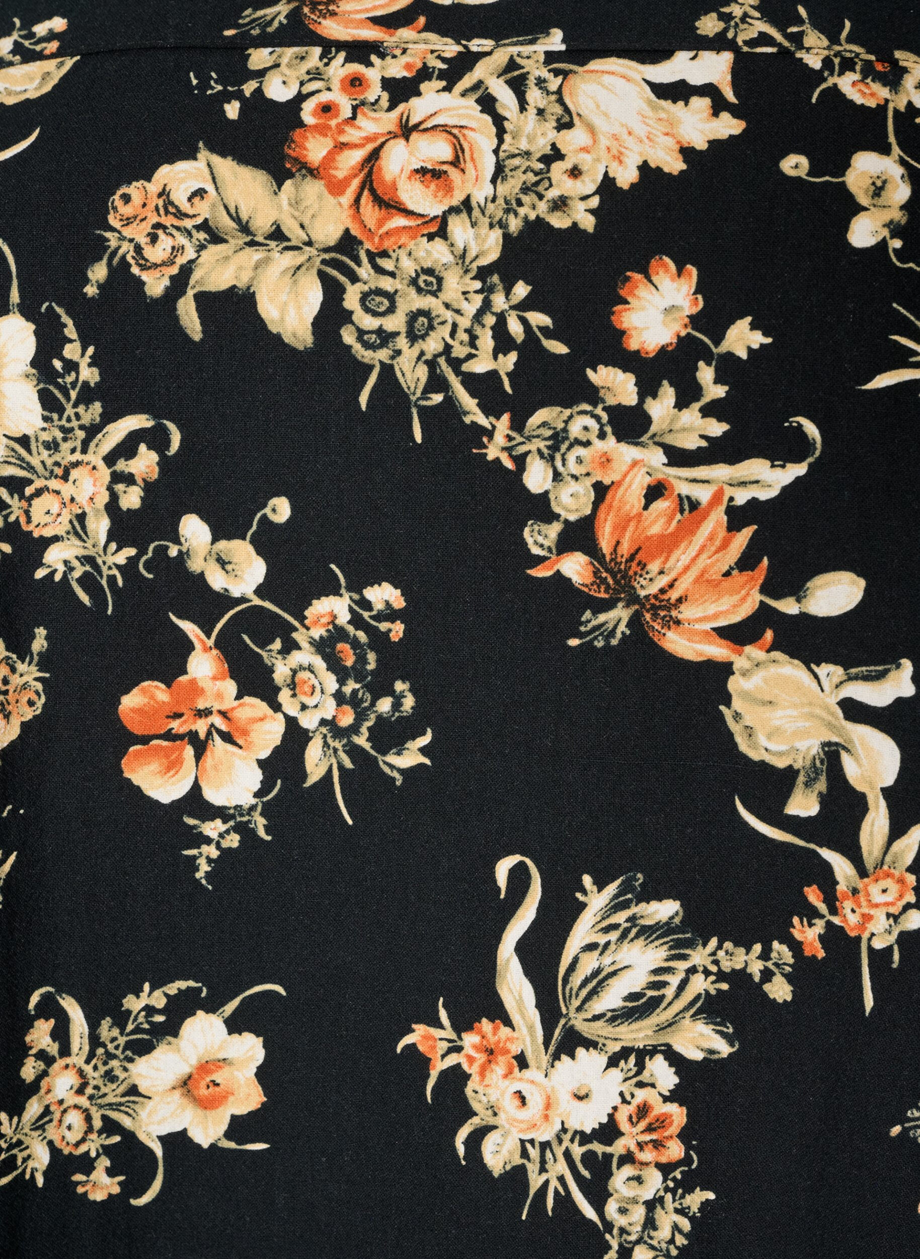 ZizziKurzes Baumwollkleid mit Gummisaum und langen &Auml;rmeln, Schwarz, Packshot image number 2
