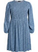 Kleid mit gesmoktem Oberteil und kleingebl&uuml;mtem Muster, Blau, Packshot image number 0