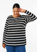 Bluse mit Streifen und langen Ärmeln, Black Sand Stripe, Model image number 0