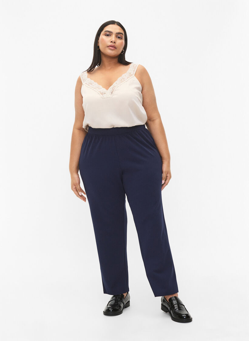 Hose mit gerader Passform, Blau, Model image number 0