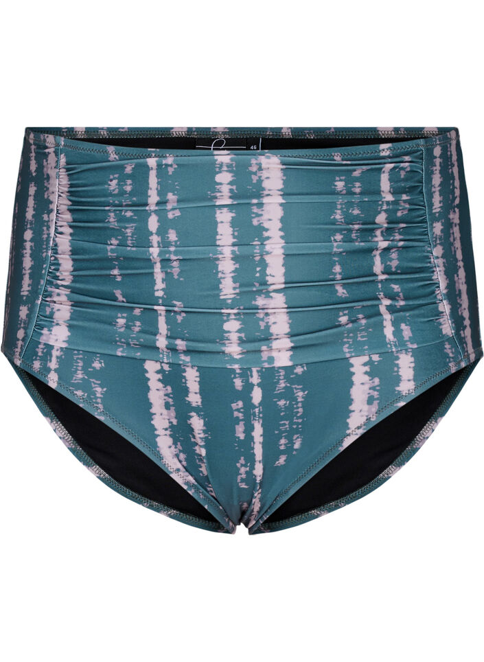 Extra hoch taillierte Bikini-Hose mit Print, Grün, Packshot image number 0