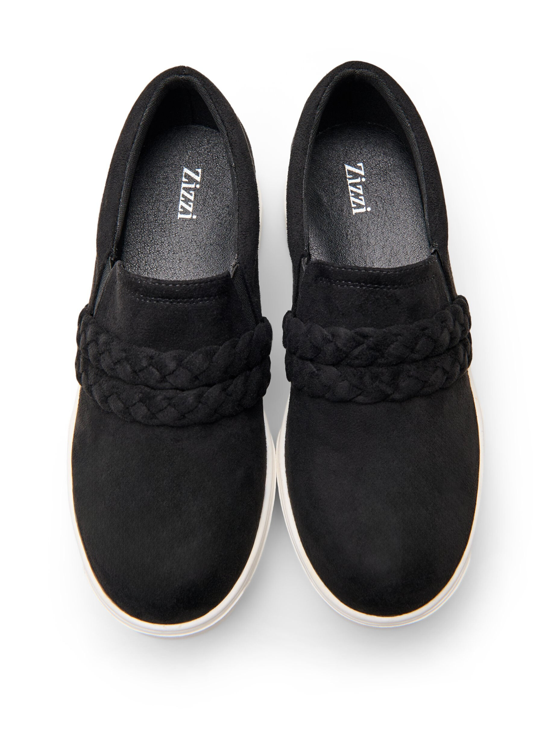 Zizzi Schuhe aus Wildlederimitat mit geflochtenen Riemen, Schwarz, Packshot image number 2