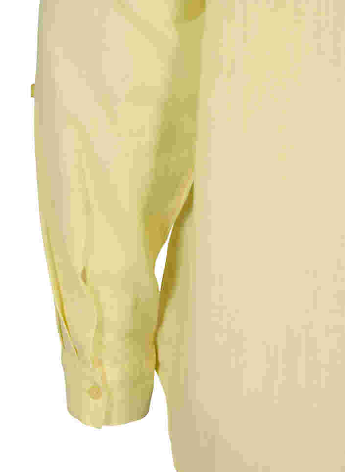 Hemdbluse aus Baumwolle mit V-Ausschnitt, Yellow, Packshot image number 3