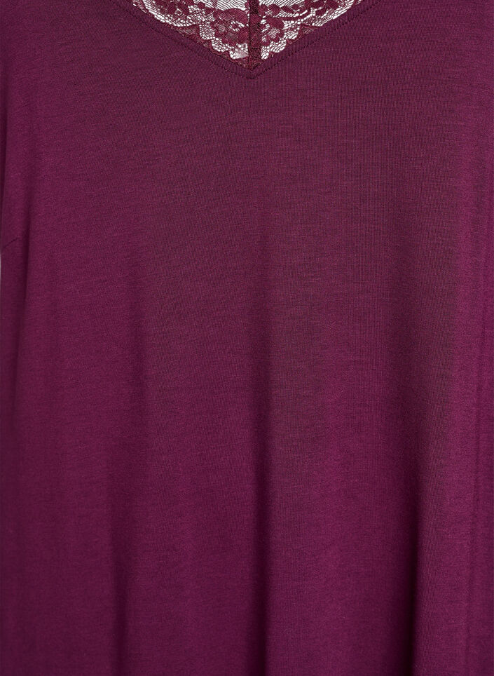 Nachthemd aus Viskose mit Spitzenbesatz, Dunkles Bordeaux, Packshot image number 2