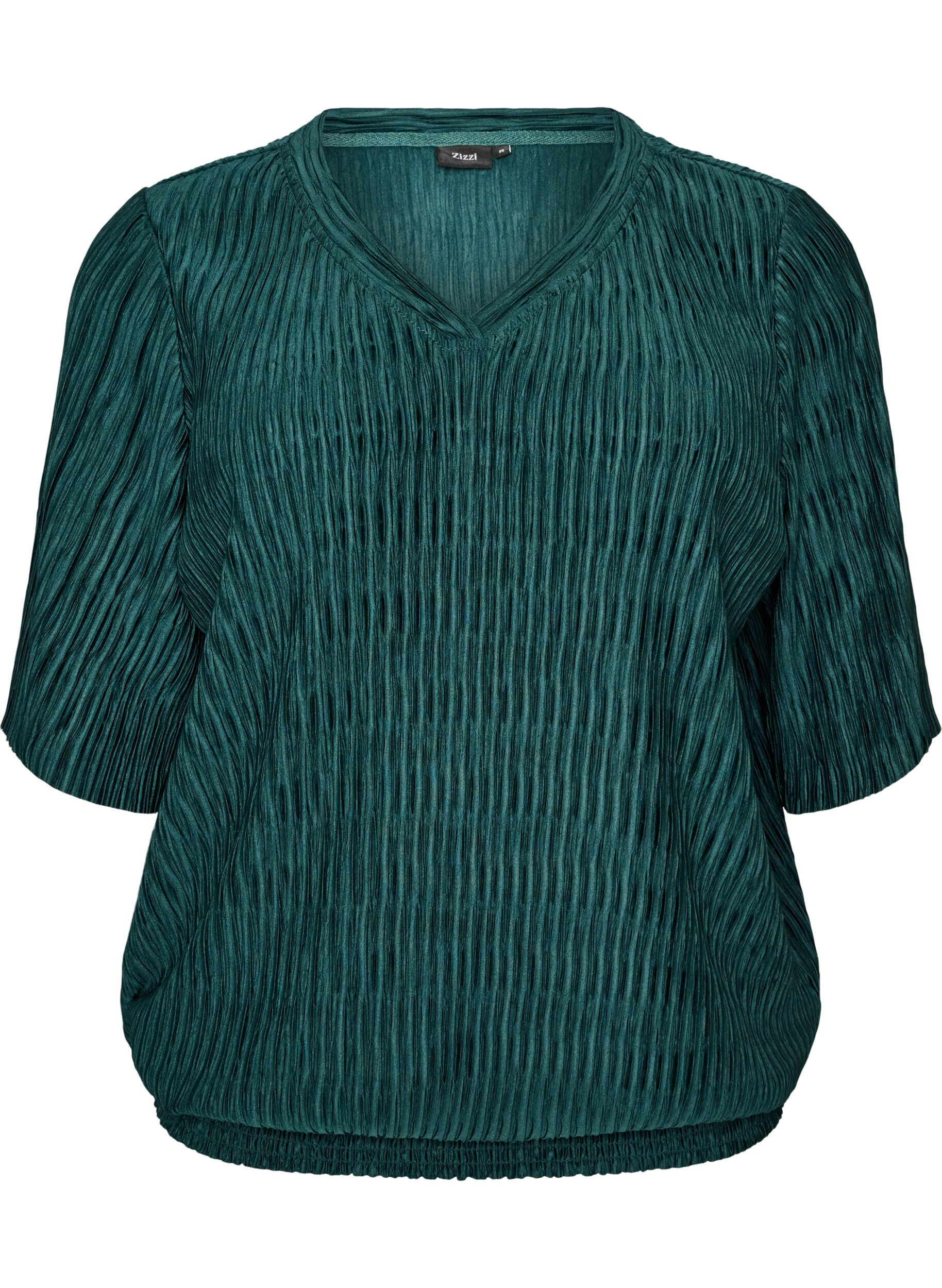 ZizziBluse mit welliger Struktur und Ballonform, Gr&uuml;n, Packshot image number 0