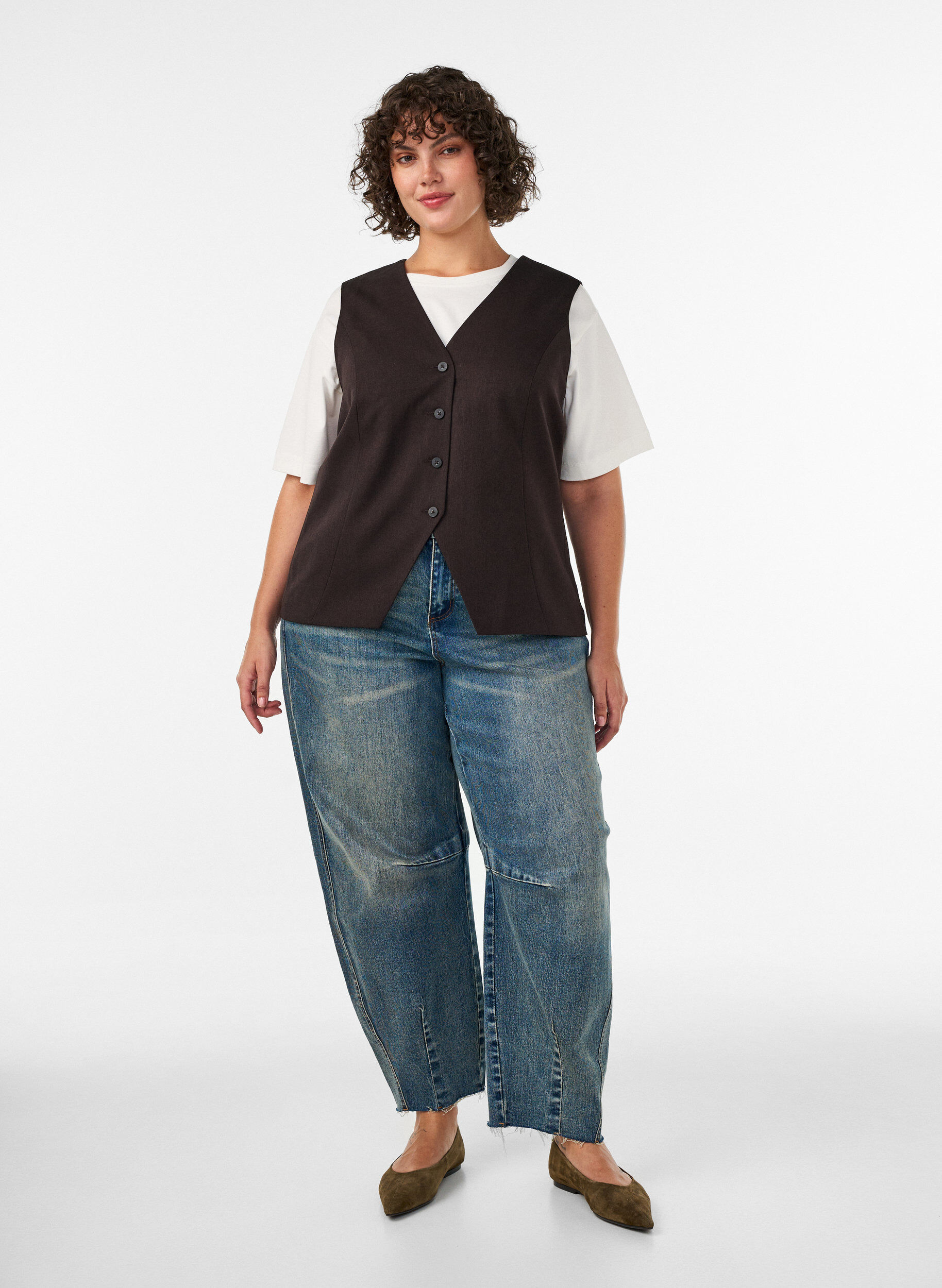 ZizziWeste mit Knopfverschluss, Braun, Model image number 1