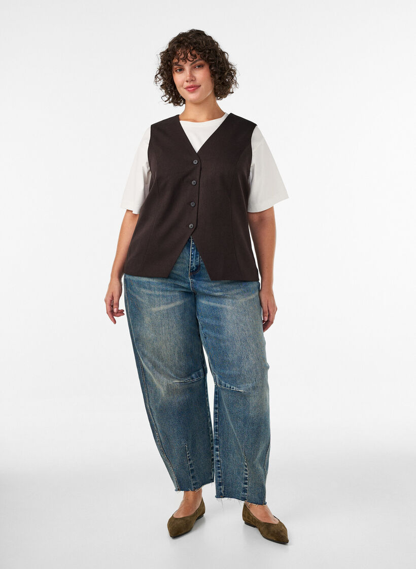 Weste mit Knopfverschluss, Braun, Model image number 1