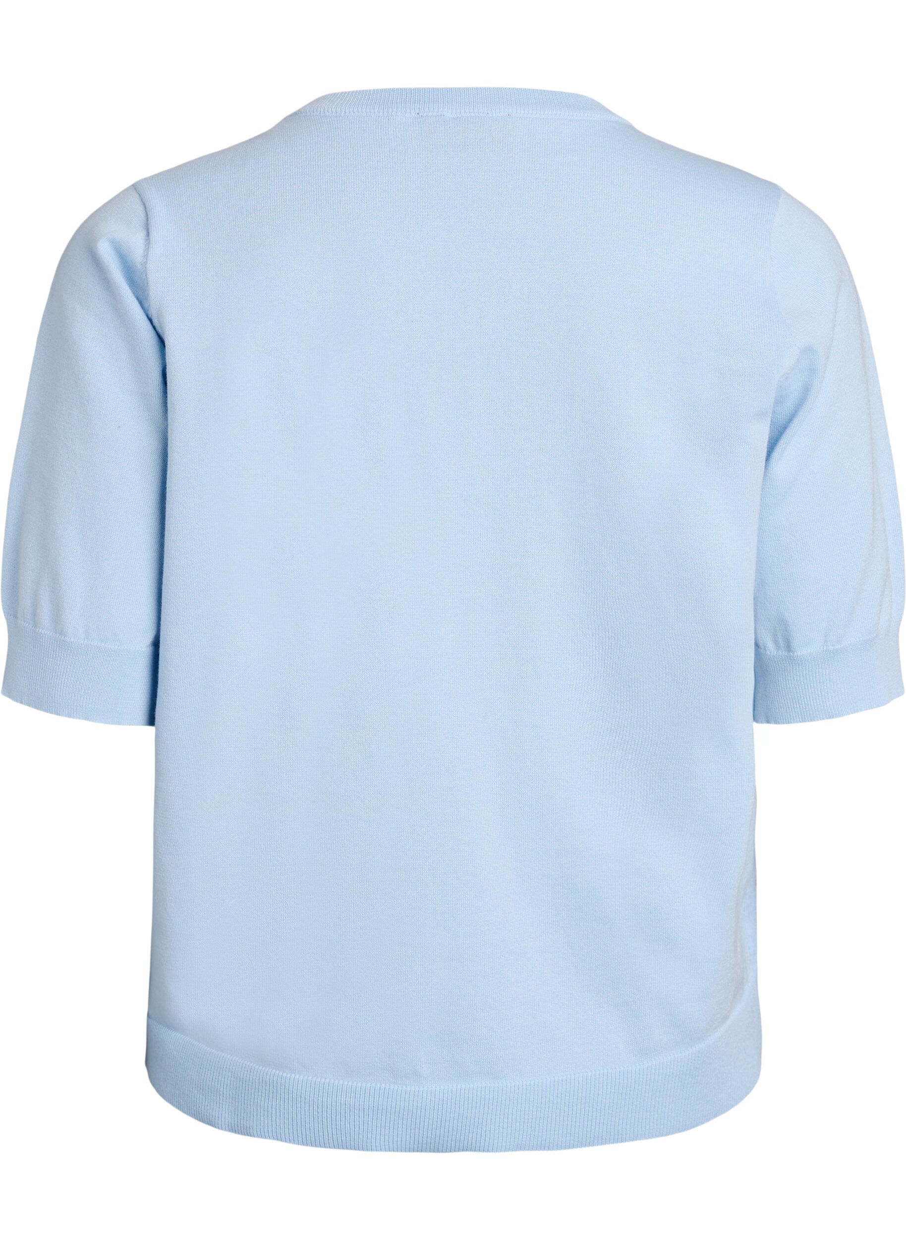 ZizziFein gestrickte Bluse mit kurzen &Auml;rmeln, Blau, Packshot image number 1