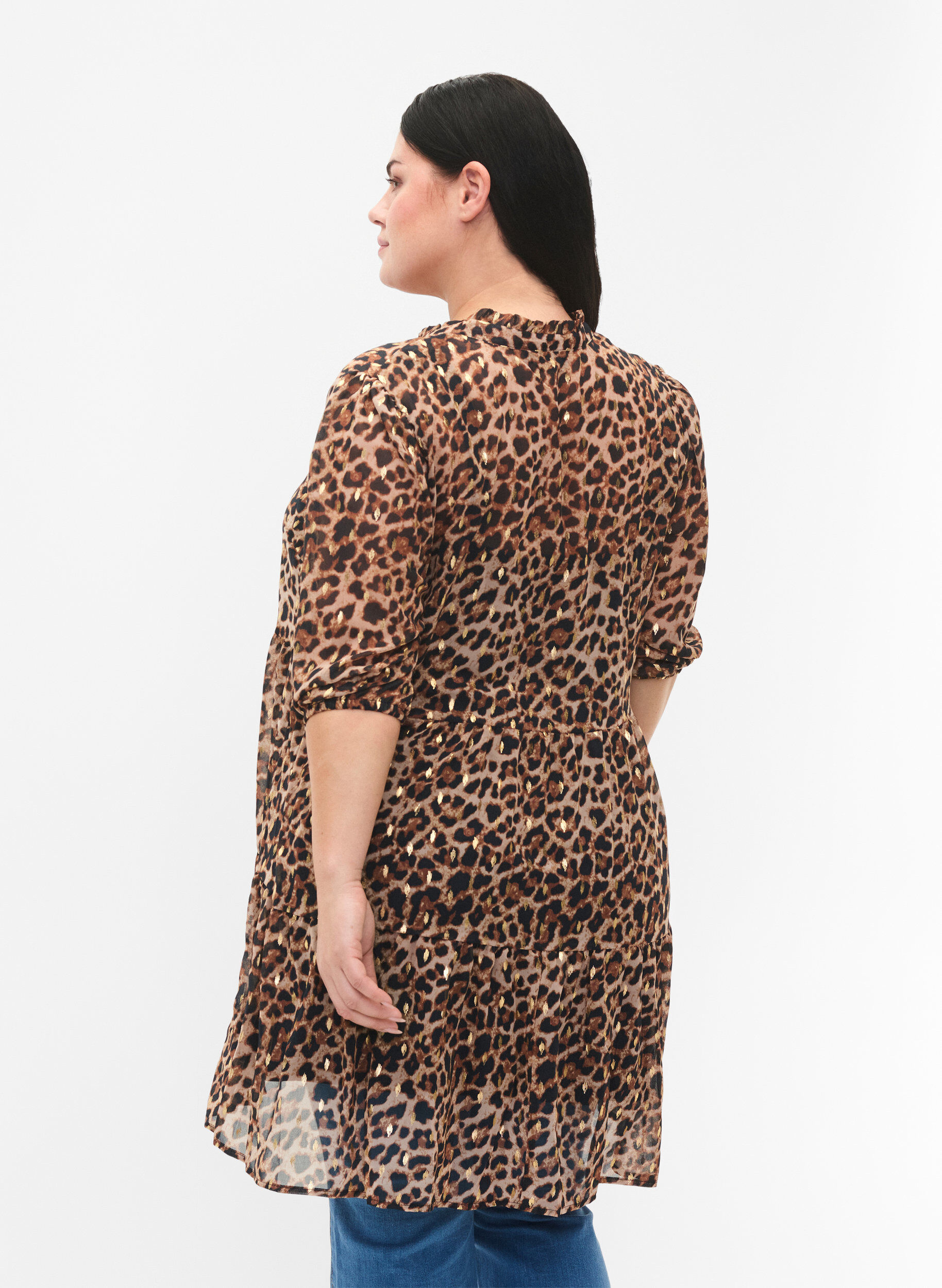Zizzi Tunika mit Leodruck und Lurex, Leopard AOP, Model image number 1